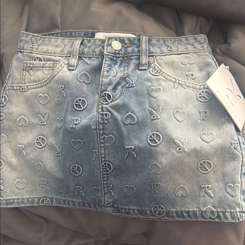 PLAYBOY Blue and Silver Casual Mini Skirt